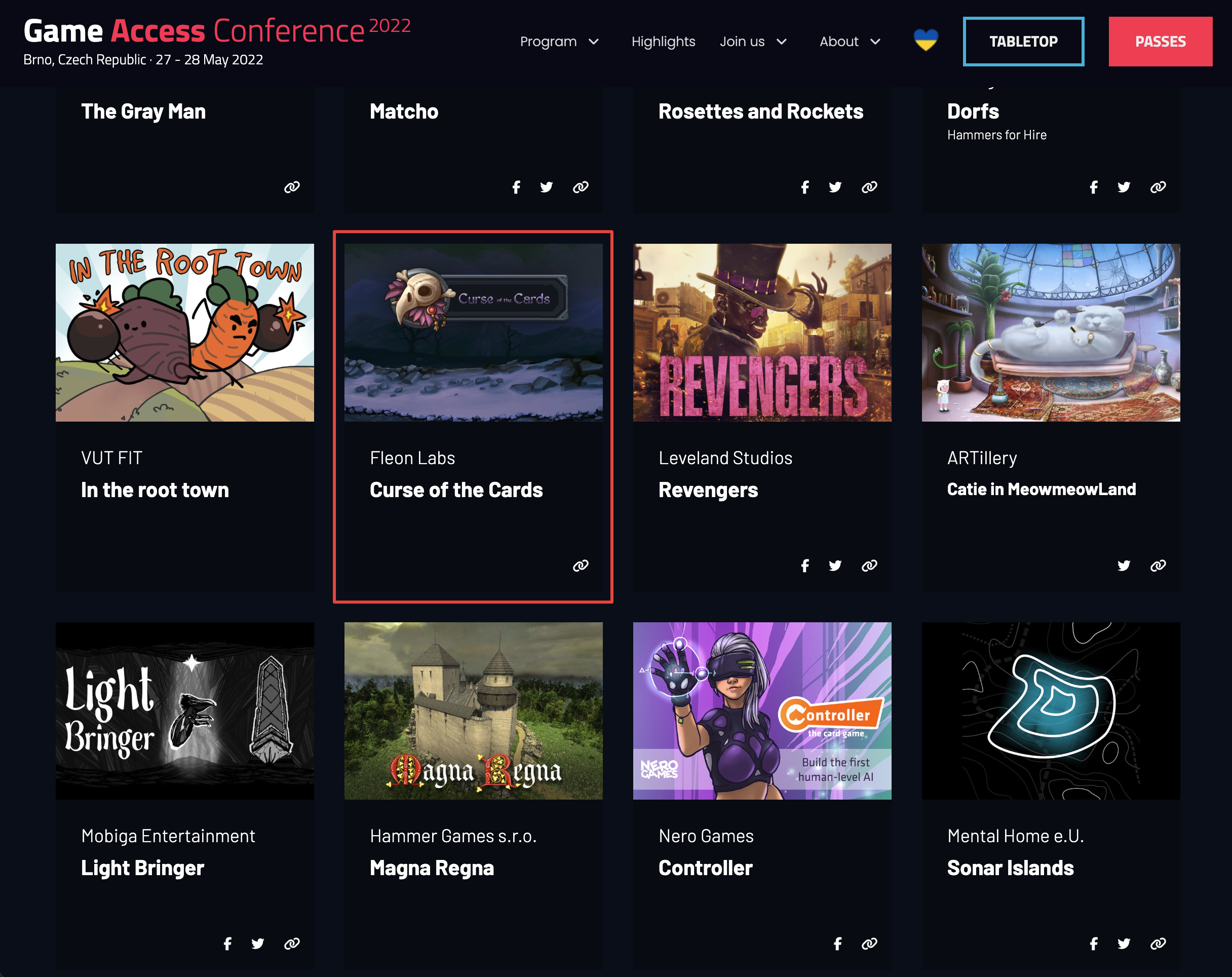 Curse of the Cards on the Game Access website