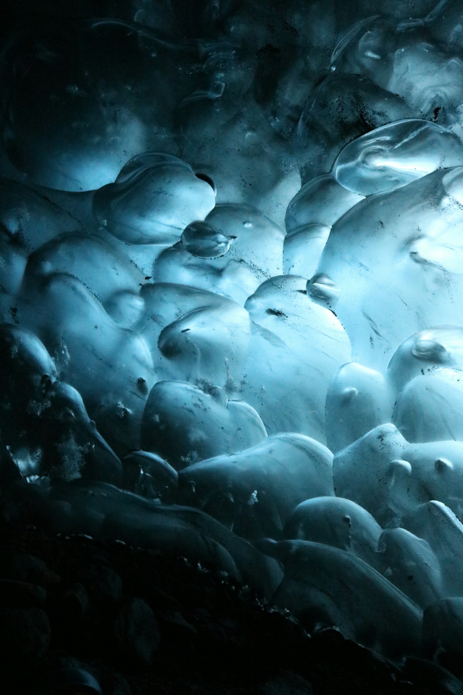 A glowing ice cave
